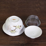 120ml GongFu Tea Porcelain Ceramic Chinese Michelia Alba Hand Grabbed Gaiwan teacup teapot