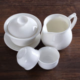 100ml Total 4pcs Chinese Porcelain White Jade Gaiwan Pitcher Chahai teacup cup tea set