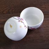 2Pcs 50ml GongFu Tea Porcelain Ceramic JingDe Chinese Flower White teacup tea Cup