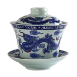 130ml Total 4pcs Chinese Porcelain Dragon & Phoenix Gaiwan Pitcher Chahai Teacups Tea Set