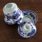 130ml Total 4pcs Chinese Porcelain Dragon & Phoenix Gaiwan Pitcher Chahai Teacups Tea Set