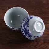 2Pcs 40ml Chinese Gongfu Tea Porcelain Dragon play Phoenix Teacup Cups