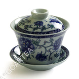 130ml Total 4pcs Chinese Porcelain Peony Flower Gaiwan Pitcher Chahai Teacups Tea Set