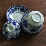 130ml Total 4pcs Chinese Porcelain Peony Flower Gaiwan Pitcher Chahai Teacups Tea Set