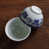 2Pcs 40ml Chinese Gongfu Tea Porcelain Peony Flower Teacup Cups