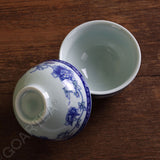 130ml Total 4pcs Chinese Porcelain Peony Flower Gaiwan Pitcher Chahai Teacups Tea Set