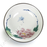 50ml Top Grade Chinese Gongfu Tea Porcelain Ceramic Jingde Peony Flower Paint Teacup Tea Cup