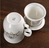 Poeny Ceramic Chinese Porcelain Tea Mug Cup with lid Infuser Filter 300ml #14