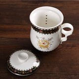 Poeny Ceramic Chinese Porcelain Tea Mug Cup with lid Infuser Filter 300ml #16