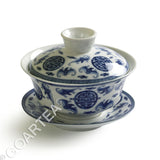 90ml Total 4pcs Chinese Porcelain Five Blessings Gaiwan Pitcher Chahai Teacups Tea Set