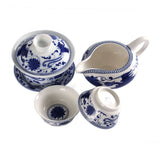 90ml Total 4pcs Chinese Porcelain Blue Phoenix Gaiwan Pitcher Chahai Teacups Tea Set