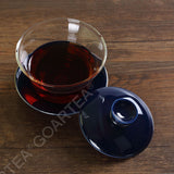 3Pcs 130ml Porcelain Glass Jingde Chinese Gaiwan Teacup Gongfu Teaset - Blue Color