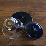 3Pcs 130ml Porcelain Glass Jingde Chinese Gaiwan Teacup Gongfu Teaset - Blue Color