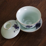 130ml Hand Paint Porcelain Ceramic Peony Chinese GongFu Tea Gaiwan teacup Cup