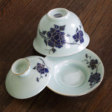 130ml Hand Paint Porcelain Ceramic Peony Chinese GongFu Tea Gaiwan teacup Cup