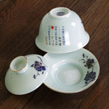 130ml Hand Paint Porcelain Ceramic Peony Chinese GongFu Tea Gaiwan teacup Cup