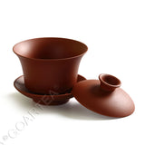 90ml Chinese Yixing Zisha rare Pottery Clay Gaiwan Gongfu Tea Cup & Saucer - Red Color