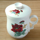 Poeny Ceramic Chinese Porcelain Tea Mug Cup with lid Infuser Filter 300ml #07