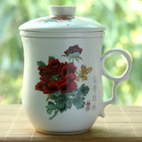 Poeny Ceramic Chinese Porcelain Tea Mug Cup with lid Infuser Filter 300ml #07