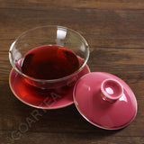 3Pcs 130ml Porcelain Glass Jingde Chinese Gaiwan Teacup Gongfu Teaset - Pink Color