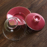3Pcs 130ml Porcelain Glass Jingde Chinese Gaiwan Teacup Gongfu Teaset - Pink Color