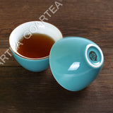 3Pcs 130ml Porcelain Glass Jingde Chinese Gaiwan Teacup Gongfu Teaset - Cyan Color