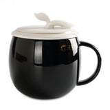 Restorative Black Ceramic Porcelain Tea Mug Cup with lid Infuser Filter 300ml