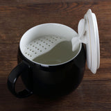 Restorative Black Ceramic Porcelain Tea Mug Cup with lid Infuser Filter 300ml